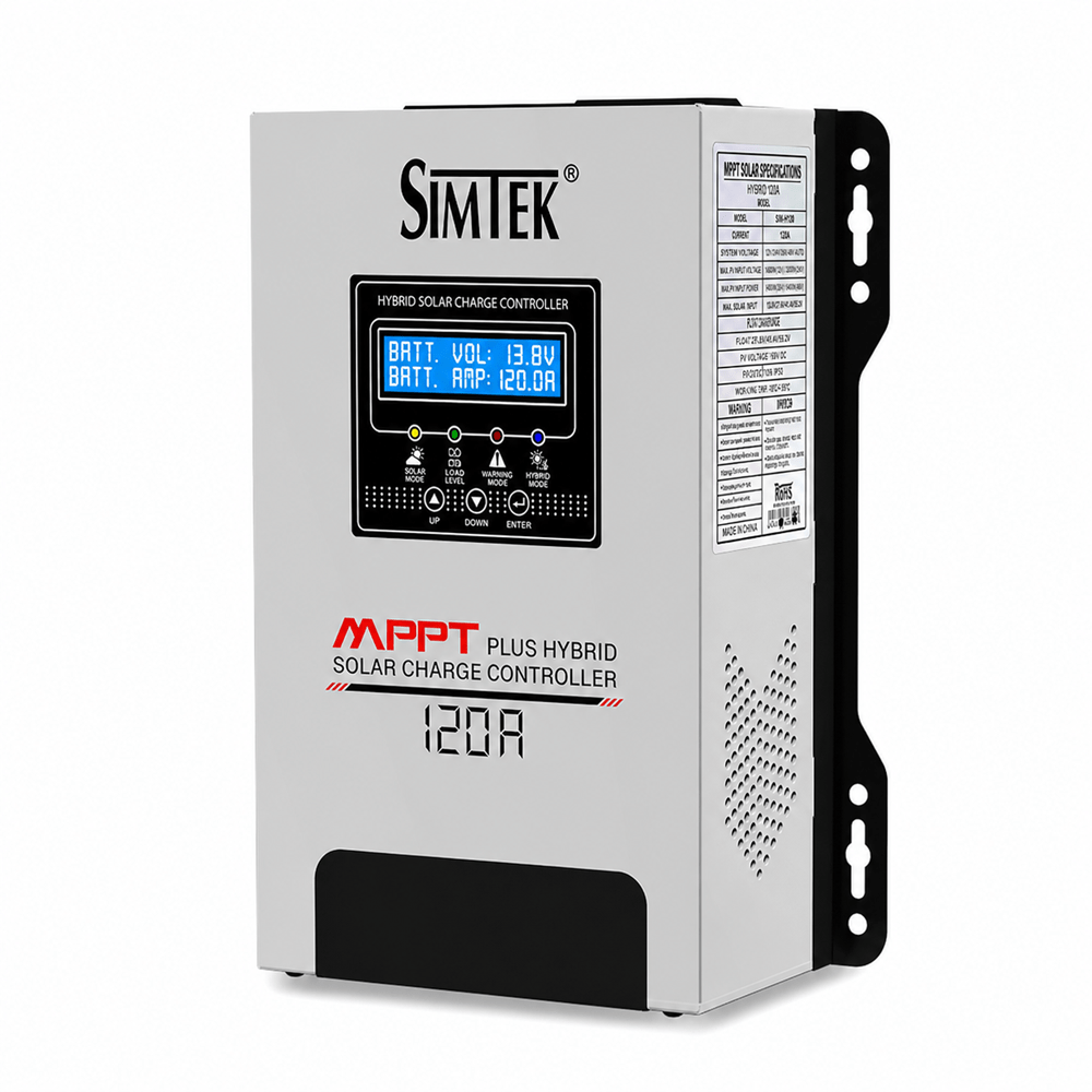 Simtek Mppt Plus Hybrid Solar Charge Controller 170v Voc 120amp Fully Automatic With Dual Lcd & Led Display Auto Detect 12v/24v – 1 Year Warranty - Image 2