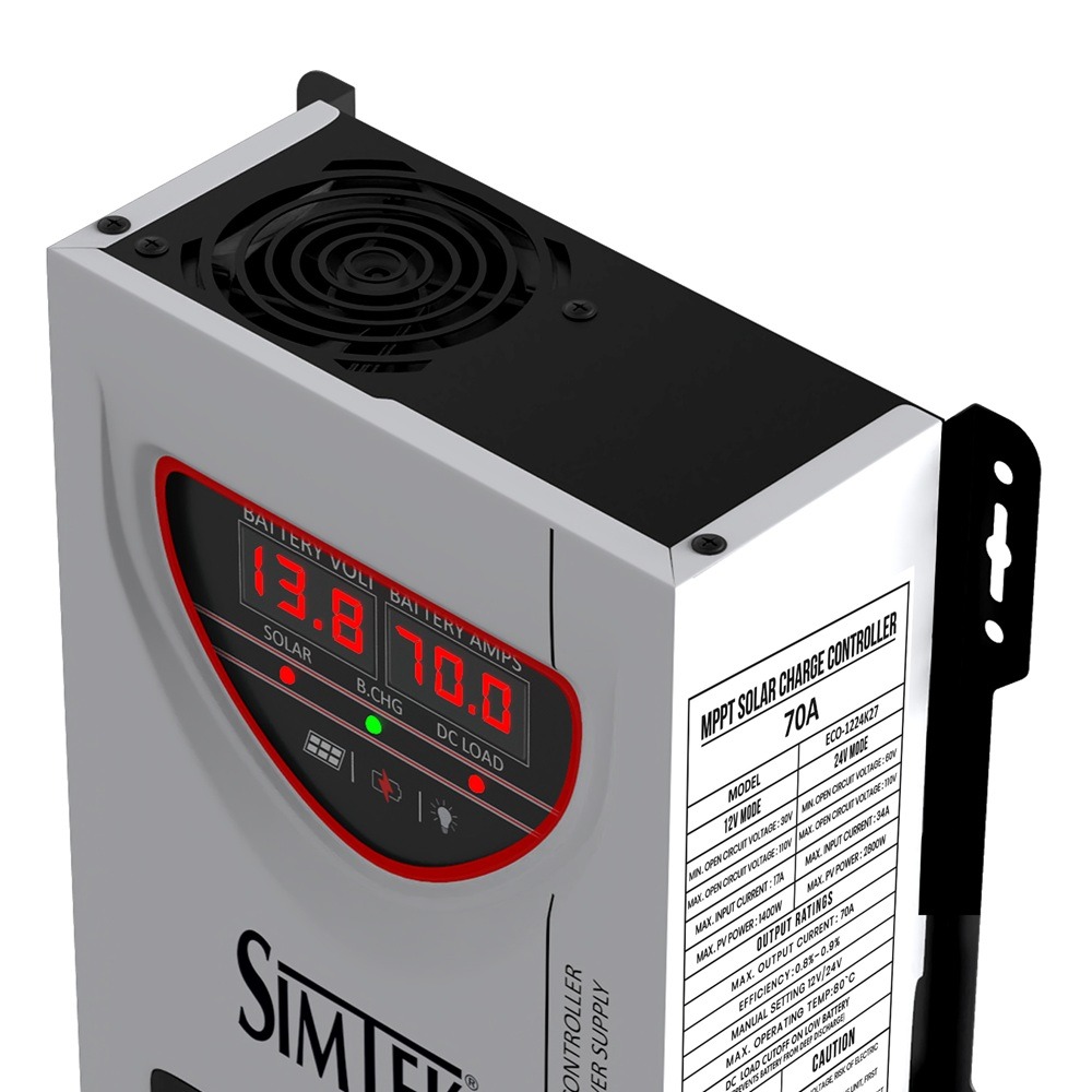 Simtek ECO Series - DC King-70A MPPT Solar Charge Controller – 110 VOC, 70A | 12V/24V | Dual Display | Low Battery Load Cutoff | Works with & without Battery - Image 5
