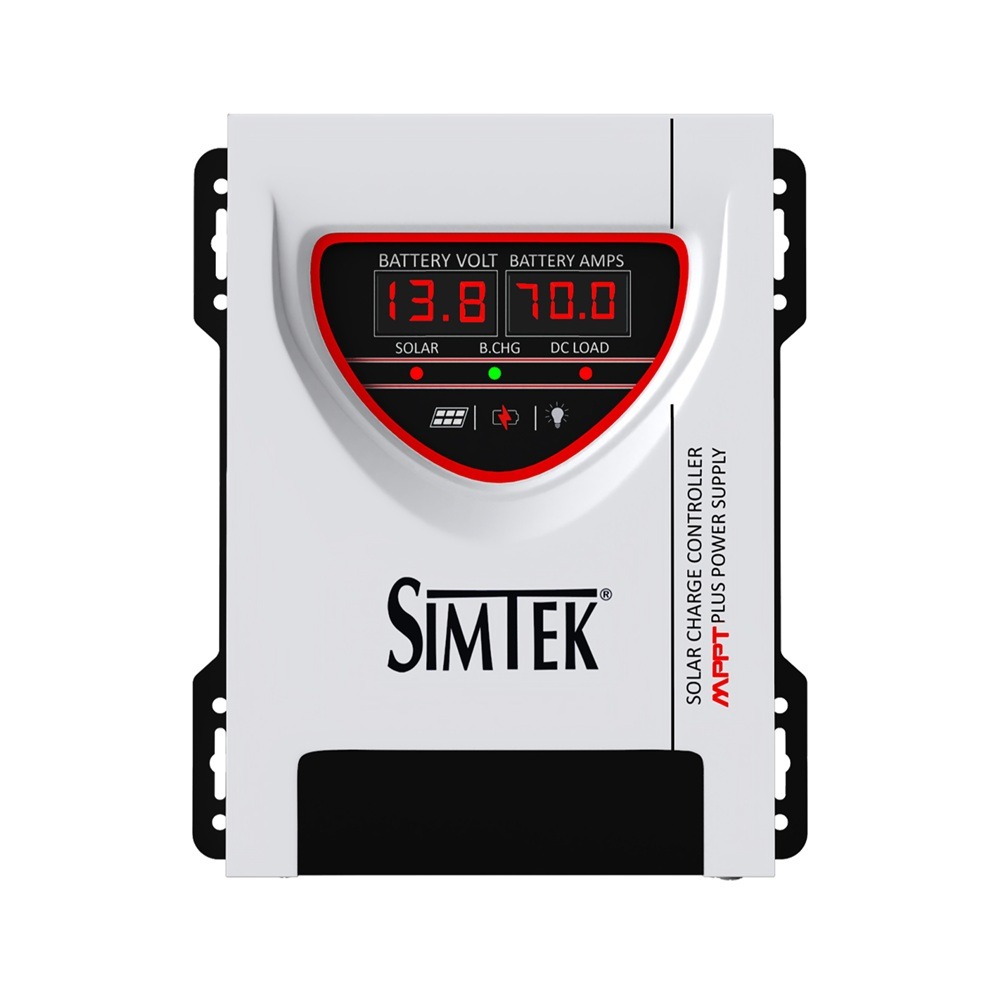 Simtek ECO Series - DC King-70A MPPT Solar Charge Controller – 110 VOC, 70A | 12V/24V | Dual Display | Low Battery Load Cutoff | Works with & without Battery