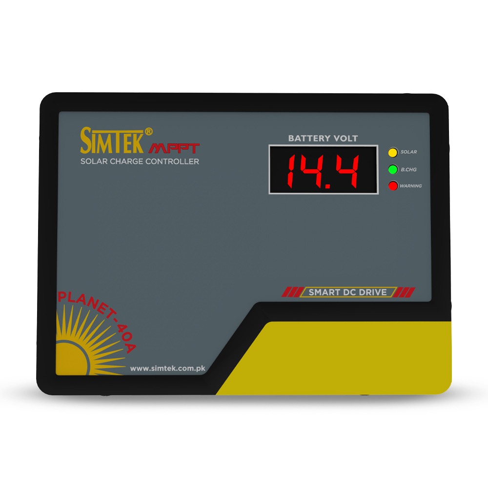 Simtek Planet40 - 40A MPPT Solar Charge Controller – 70 VOC, 40A | 12V | Low Battery Load Cutoff | Works with & without Battery - 3 Months Warranty